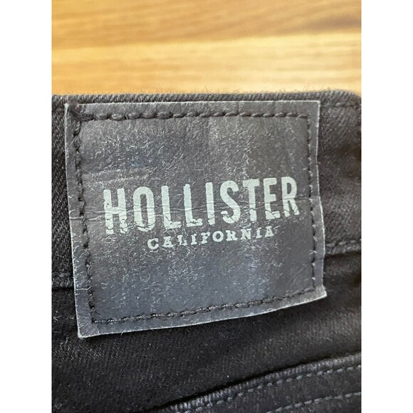 Hollister Women's Jeans Flared Denim Front Slit Hem High-Rise Cotton 26x29 Black - Picture 8 of 9
